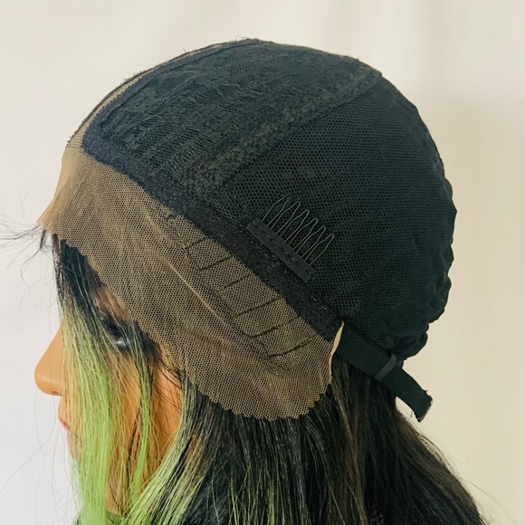 A Gorgeous Black/Green Premium Fiber Lace Front Wig for Daily Wear or Costumes - Picture 12 of 16